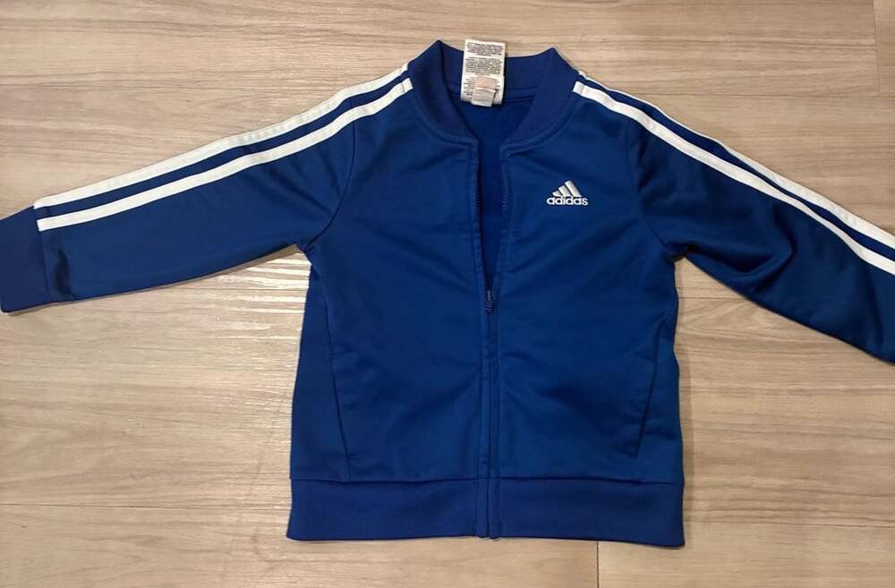 Adidas Tricot Track Jacket Size 2T Blue White Full Zip